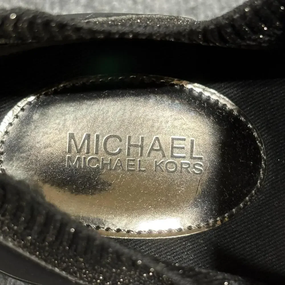 Michael Kors Shoes Womens Size 7 Black Knit MK Logo Low Top Casual Sneakers